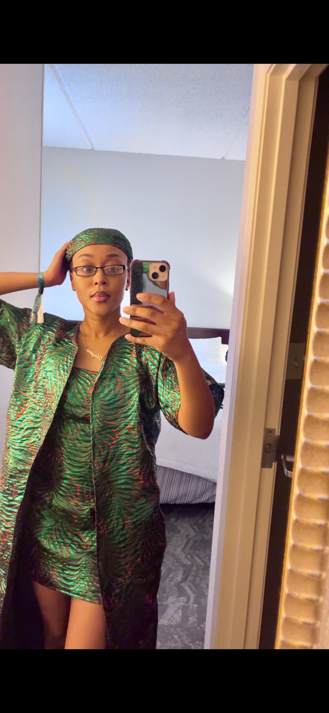Three Piece African Queen Kaftan + Dress + Headpiece Set