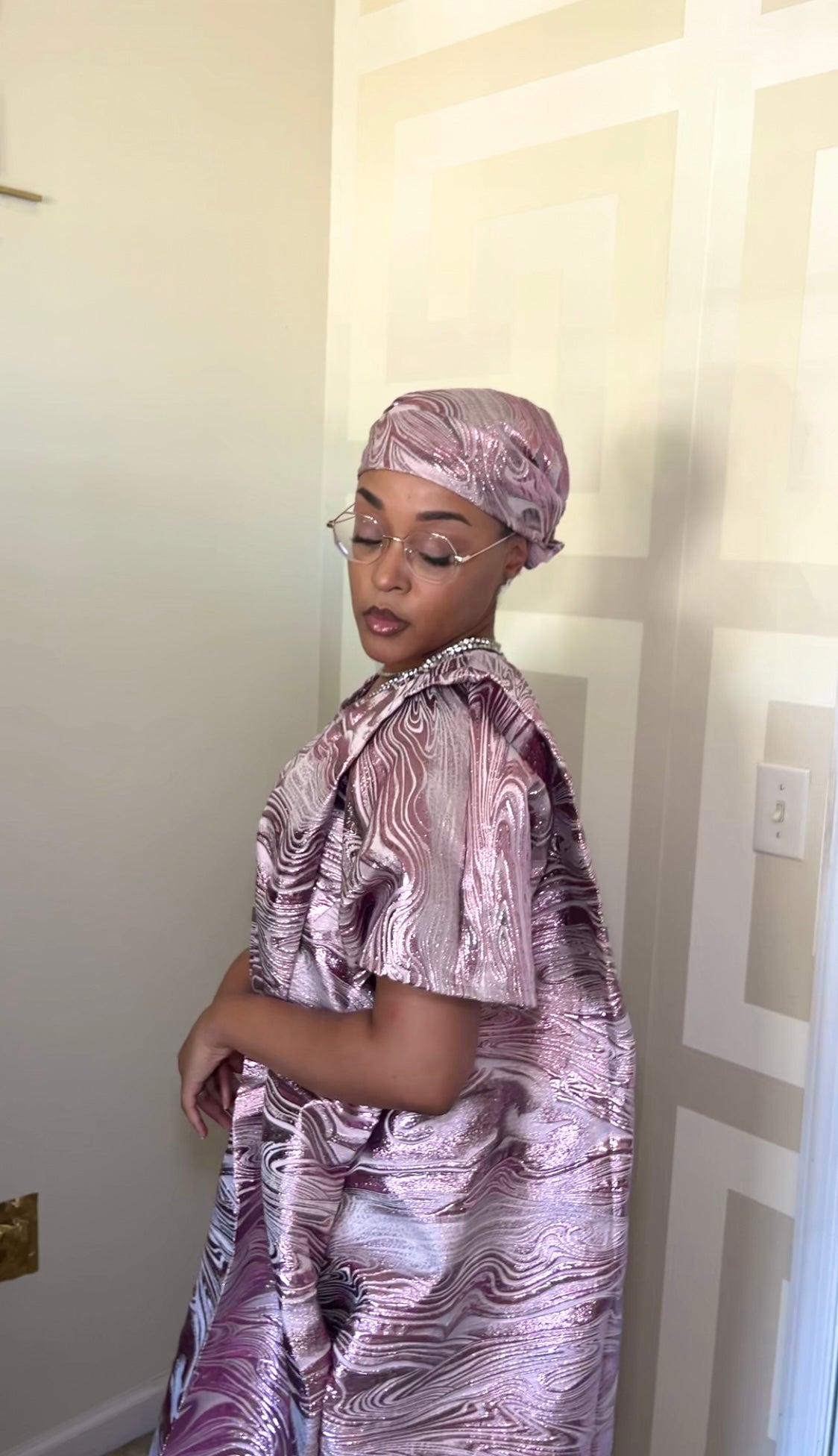 Oil Spill - The Luxe Brocade Kaftan/Kimono Set (Pink)