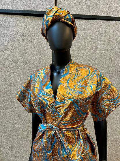 Two-Piece Luxe Kaftan + Headpiece Set