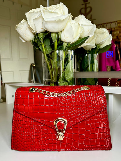 Gold Chain PU Leather Crossbody Bag