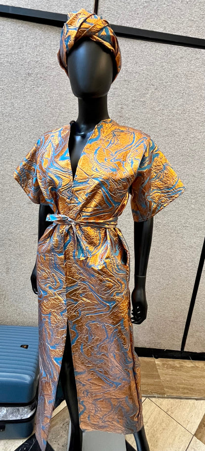 Two-Piece Luxe Kaftan + Headpiece Set