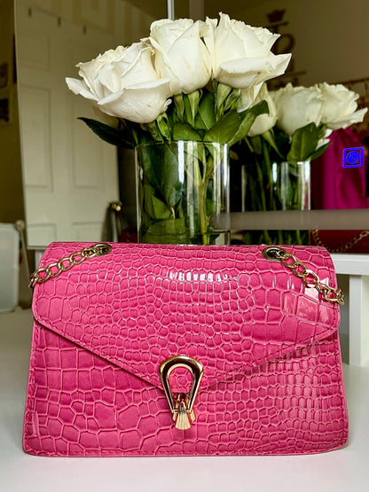 Gold Chain PU Leather Crossbody Bag