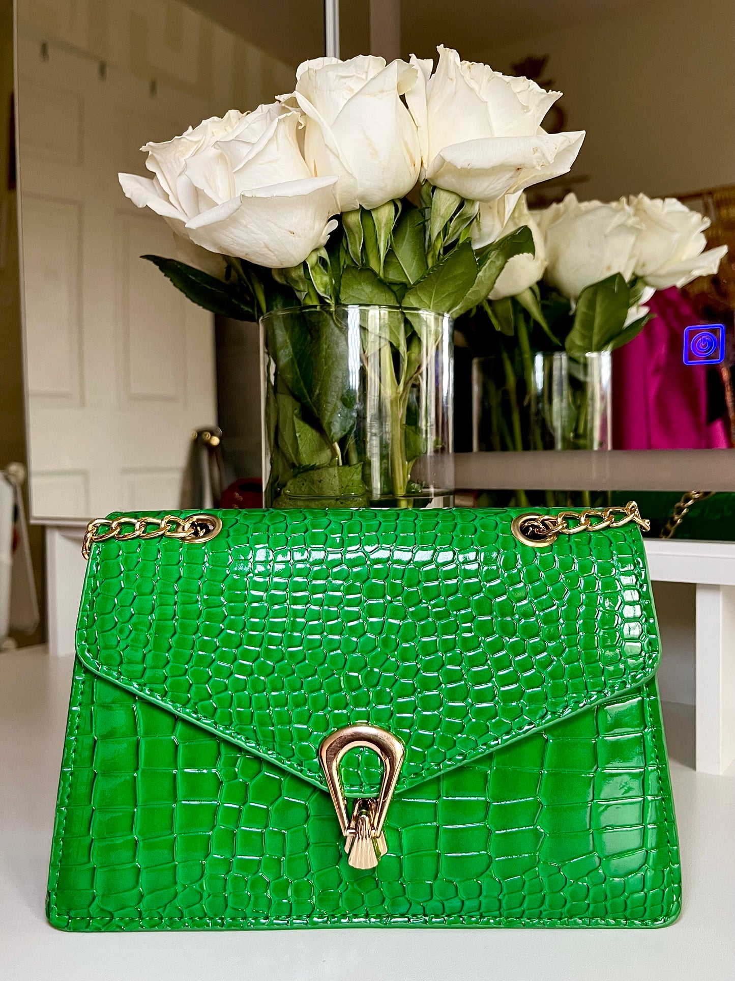 Gold Chain PU Leather Crossbody Bag