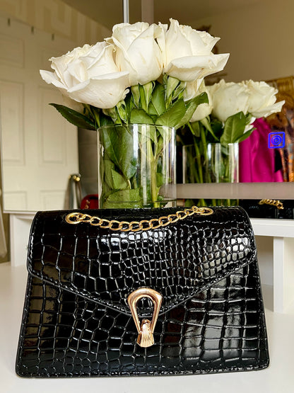Gold Chain PU Leather Crossbody Bag