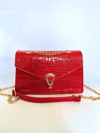 Gold Chain PU Leather Crossbody Bag