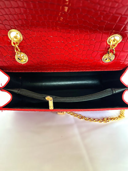 Gold Chain PU Leather Crossbody Bag