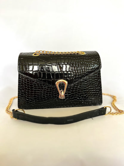 Gold Chain PU Leather Crossbody Bag