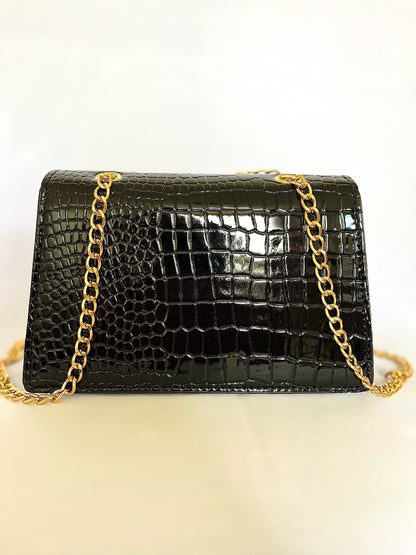 Gold Chain PU Leather Crossbody Bag