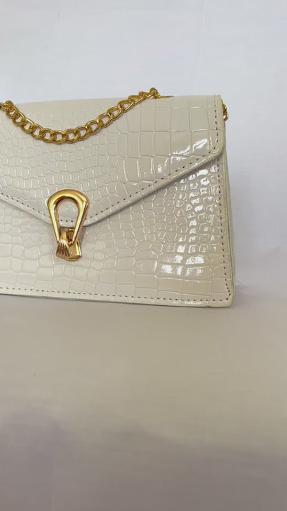 Gold Chain PU Leather Crossbody Bag